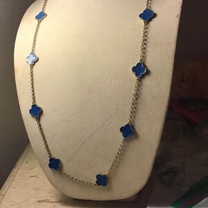Elegant Blue Clover Necklace